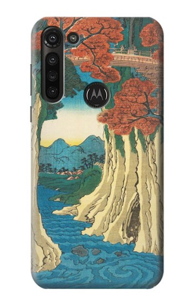 S3348 Utagawa Hiroshige The Monkey Bridge Case Cover Custodia per Motorola Moto G8 Power