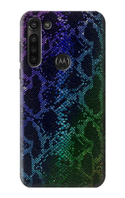 S3366 Rainbow Python Skin Graphic Print Case Cover Custodia per Motorola Moto G8 Power