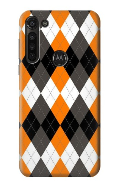 S3421 Black Orange White Argyle Plaid Case Cover Custodia per Motorola Moto G8 Power