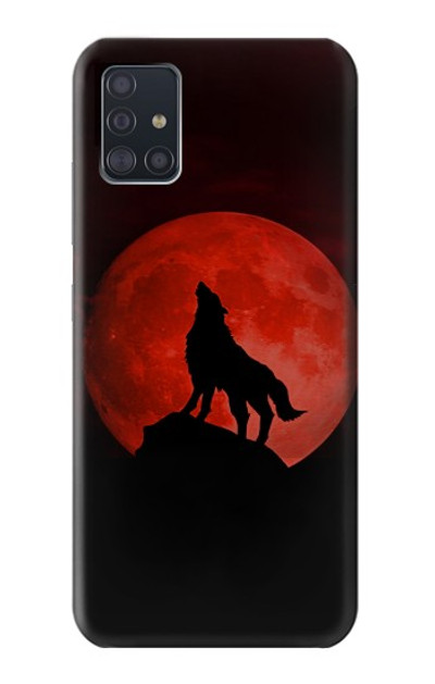 S2955 Wolf Howling Red Moon Case Cover Custodia per Samsung Galaxy A51 5G