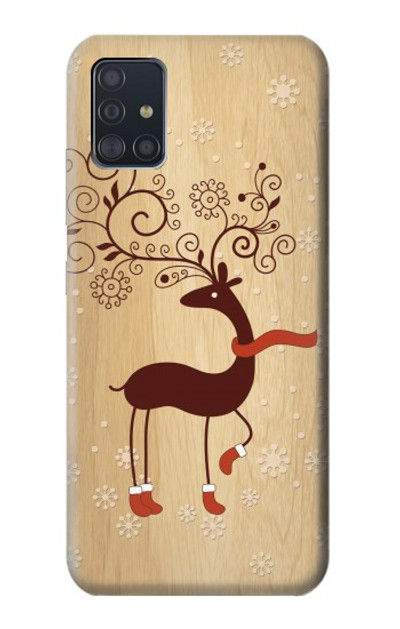 S3081 Wooden Raindeer Graphic Printed Case Cover Custodia per Samsung Galaxy A51 5G