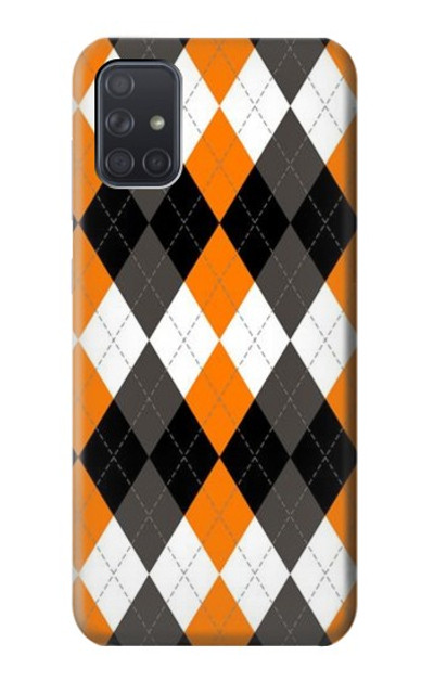 S3421 Black Orange White Argyle Plaid Case Cover Custodia per Samsung Galaxy A71 5G