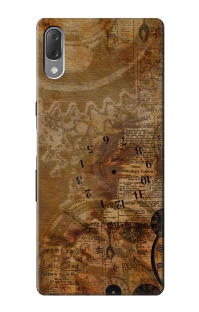 S3456 Vintage Paper Clock Steampunk Case Cover Custodia per Sony Xperia L3