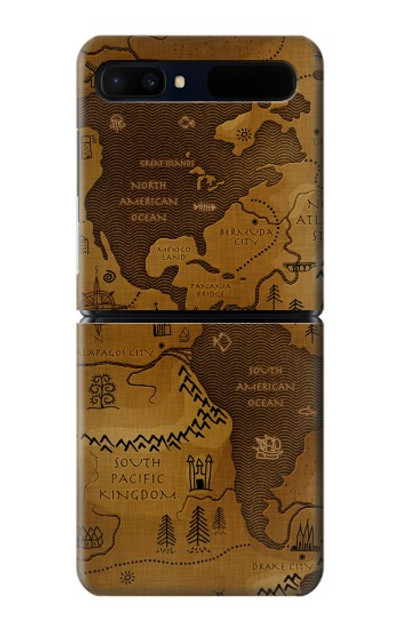 S2861 Antique World Map Case Cover Custodia per Samsung Galaxy Z Flip 5G S2861 Antique World Map Case Cover Custodia per Samsung Galaxy Z Flip 5G
