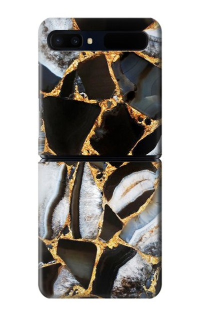 S3419 Gold Marble Graphic Print Case Cover Custodia per Samsung Galaxy Z Flip 5G