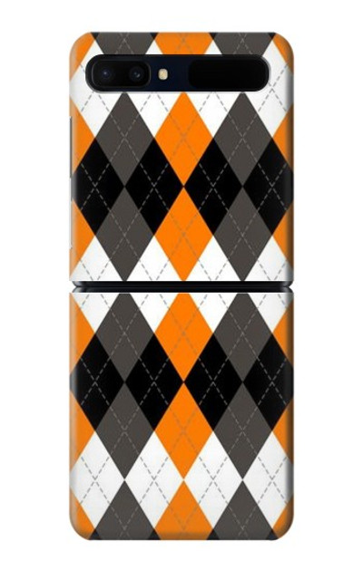 S3421 Black Orange White Argyle Plaid Case Cover Custodia per Samsung Galaxy Z Flip 5G