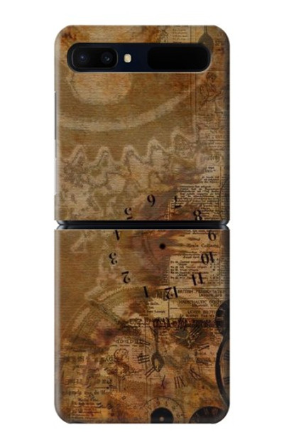 S3456 Vintage Paper Clock Steampunk Case Cover Custodia per Samsung Galaxy Z Flip 5G