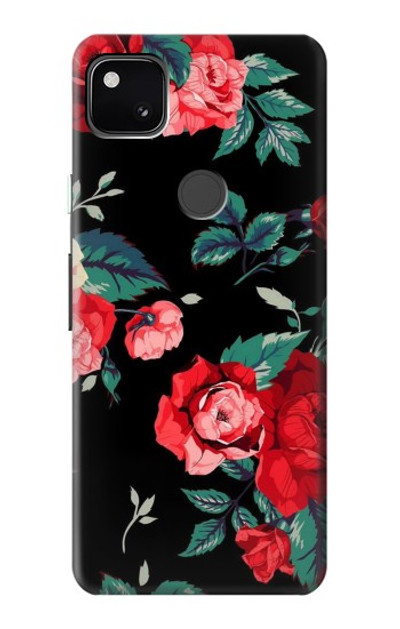 S3112 Rose Floral Pattern Black Case Cover Custodia per Google Pixel 4a