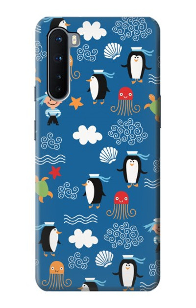 S2572 Marine Penguin Pattern Case Cover Custodia per OnePlus Nord