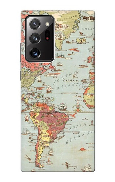 S3418 Vintage World Map Case Cover Custodia per Samsung Galaxy Note 20 Ultra, Ultra 5G