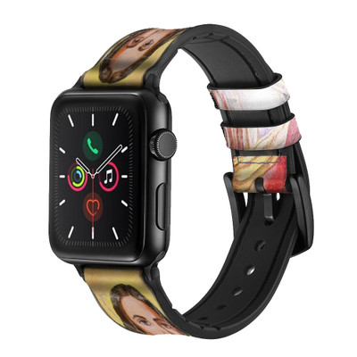 CA0100 Jesus Leather & Silicone Smart Watch Band Strap For Apple Watch iWatch