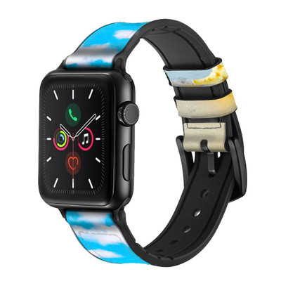 CA0122 Relax at the Beach Leather & Silicone Smart Watch Band Strap For Apple Watch iWatch