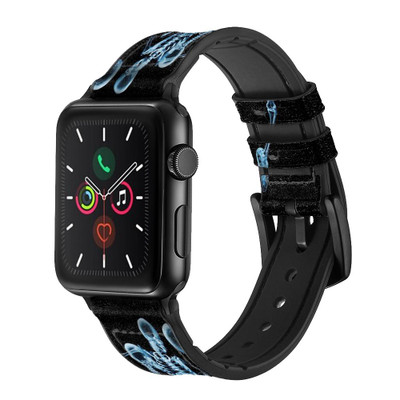 CA0151 Soccer X-ray Leather & Silicone Smart Watch Band Strap For Apple Watch iWatch