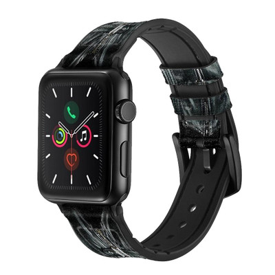 CA0190 Gothic Corset Black Leather & Silicone Smart Watch Band Strap For Apple Watch iWatch
