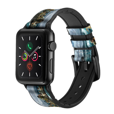 CA0198 Jesus Walk on The Sea Leather & Silicone Smart Watch Band Strap For Apple Watch iWatch