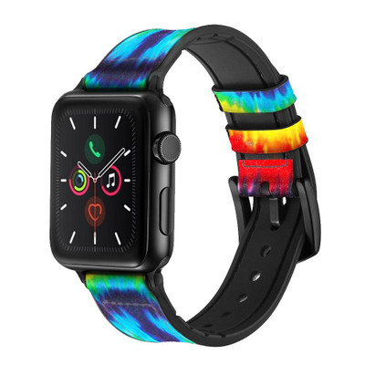 CA0211 Tie Dye Peace Leather & Silicone Smart Watch Band Strap For Apple Watch iWatch