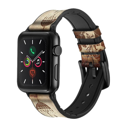 CA0230 Thai Art Buddha on Elephant Leather & Silicone Smart Watch Band Strap For Apple Watch iWatch