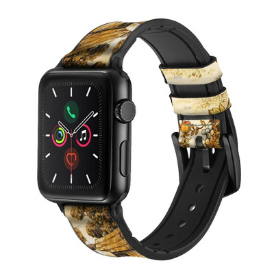 CA0238 French Country Chicken Leather & Silicone Smart Watch Band Strap For Apple Watch iWatch
