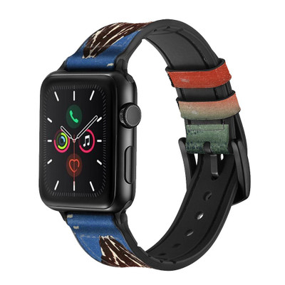 CA0299 Katsushika Hokusai Red Fuji Leather & Silicone Smart Watch Band Strap For Apple Watch iWatch