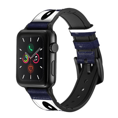 CA0428 Anchor Navy Leather & Silicone Smart Watch Band Strap For Apple Watch iWatch