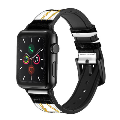 CA0442 Black and White Striped Deer Gold Sparkles Leather & Silicone Smart Watch Band Strap For Apple Watch iWatch