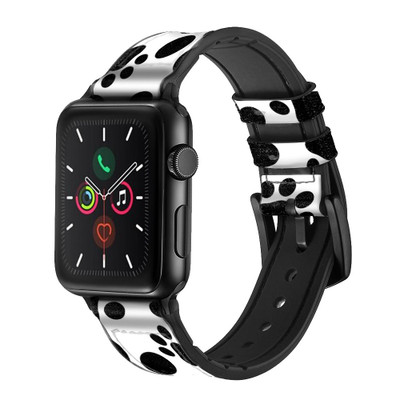 CA0498 Dog Paw Prints Leather & Silicone Smart Watch Band Strap For Apple Watch iWatch