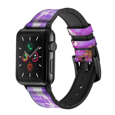 CA0500 Purple Turquoise Stone Leather & Silicone Smart Watch Band Strap For Apple Watch iWatch