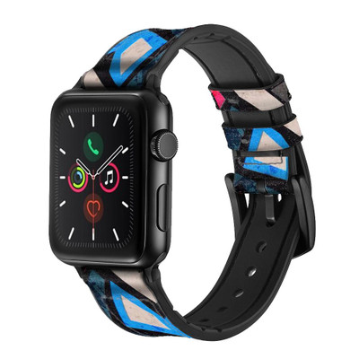 CA0743 Graffiti Street Art Leather & Silicone Smart Watch Band Strap For Apple Watch iWatch