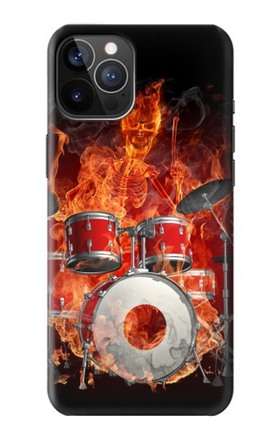 S1431 Skull Drum Fire Rock Case Cover Custodia per iPhone 12, iPhone 12 Pro
