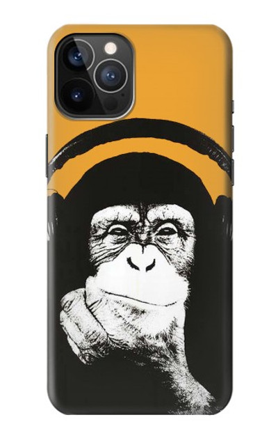 S2324 Funny Monkey with Headphone Pop Music Case Cover Custodia per iPhone 12, iPhone 12 Pro