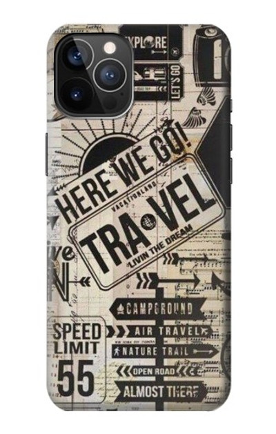 S3441 Vintage Travel Case Cover Custodia per iPhone 12, iPhone 12 Pro