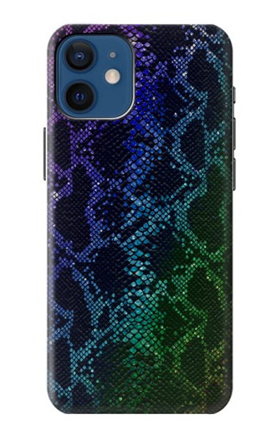 S3366 Rainbow Python Skin Graphic Print Case Cover Custodia per iPhone 12 mini