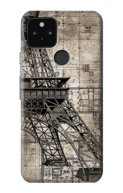 S3416 Eiffel Tower Blueprint Case Cover Custodia per Google Pixel 5
