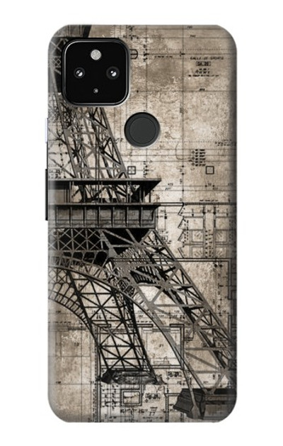 S3416 Eiffel Tower Blueprint Case Cover Custodia per Google Pixel 4a 5G