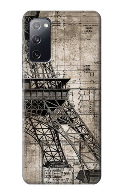 S3416 Eiffel Tower Blueprint Case Cover Custodia per Samsung Galaxy S20 FE