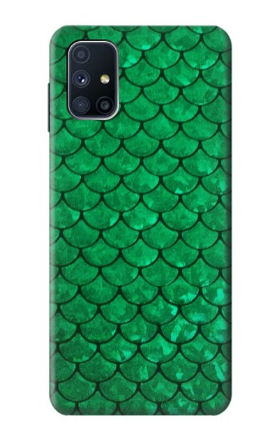 S2704 Green Fish Scale Pattern Graphic Case Cover Custodia per Samsung Galaxy M51