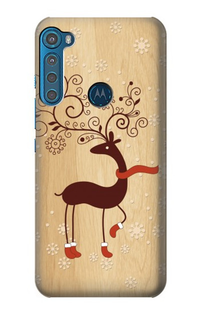 S3081 Wooden Raindeer Graphic Printed Case Cover Custodia per Motorola One Fusion+