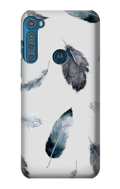 S3085 Feather Paint Pattern Case Cover Custodia per Motorola One Fusion+