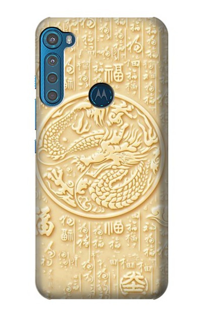 S3288 White Jade Dragon Graphic Painted Case Cover Custodia per Motorola One Fusion+