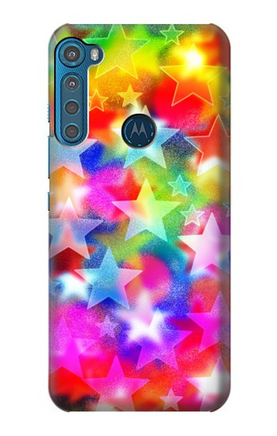 S3292 Colourful Disco Star Case Cover Custodia per Motorola One Fusion+