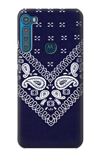 S3357 Navy Blue Bandana Pattern Case Cover Custodia per Motorola One Fusion+