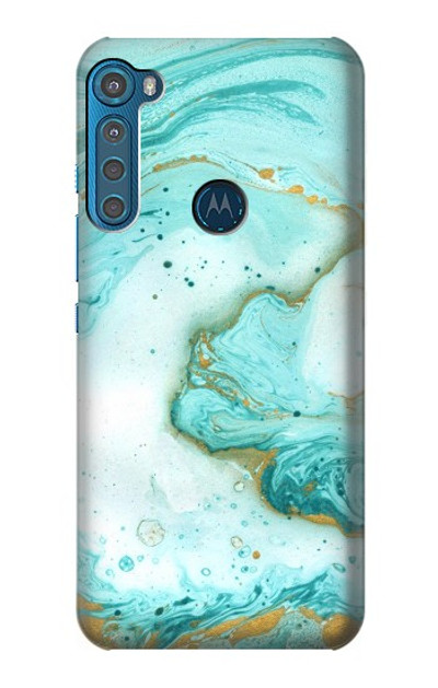 S3399 Green Marble Graphic Print Case Cover Custodia per Motorola One Fusion+