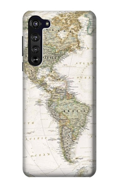 S0604 World Map Case Cover Custodia per Motorola Edge