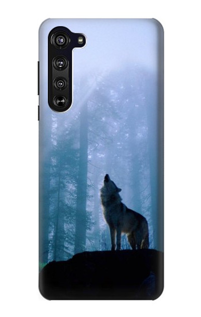 S0935 Wolf Howling in Forest Case Cover Custodia per Motorola Edge