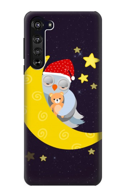 S2849 Cute Sleepy Owl Moon Night Case Cover Custodia per Motorola Edge