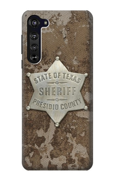 S2868 Texas Presidio County Sheriff Badge Case Cover Custodia per Motorola Edge