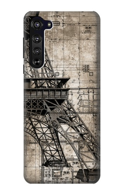 S3416 Eiffel Tower Blueprint Case Cover Custodia per Motorola Edge