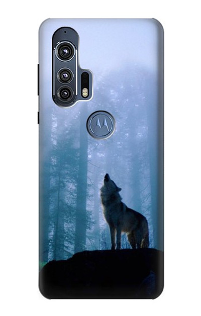 S0935 Wolf Howling in Forest Case Cover Custodia per Motorola Edge+