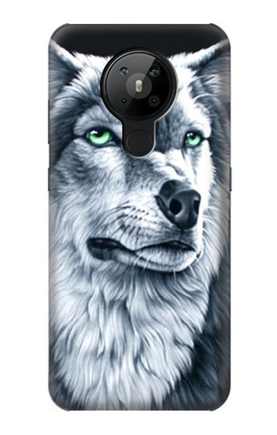 S0123 Grim White Wolf Case Cover Custodia per Nokia 5.3