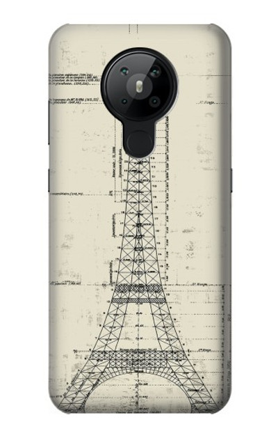 S3474 Eiffel Architectural Drawing Case Cover Custodia per Nokia 5.3